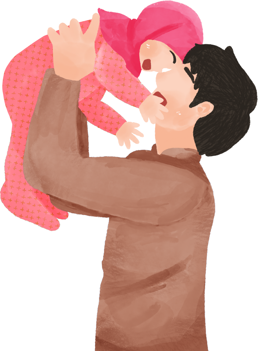 Father holding his daughter faceless